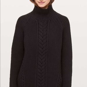 Lululemon Athletica Sweaters | Lululemon Black Bring The Cozy Turtleneck Chunky Cable Knit Sweater Size 4 | Color: Black | Size: 4 | Jujaan33's Closet